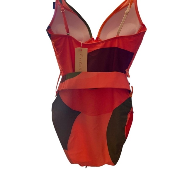 HUTCH Women's Belted One Piece Swimsuit Peach Multi XS NWT - Picture 4 of 4